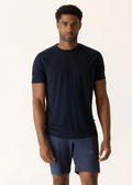 DEKE SS Raglan Scallop Crew T-Shirt in Soft Techno Jersey - Midnight