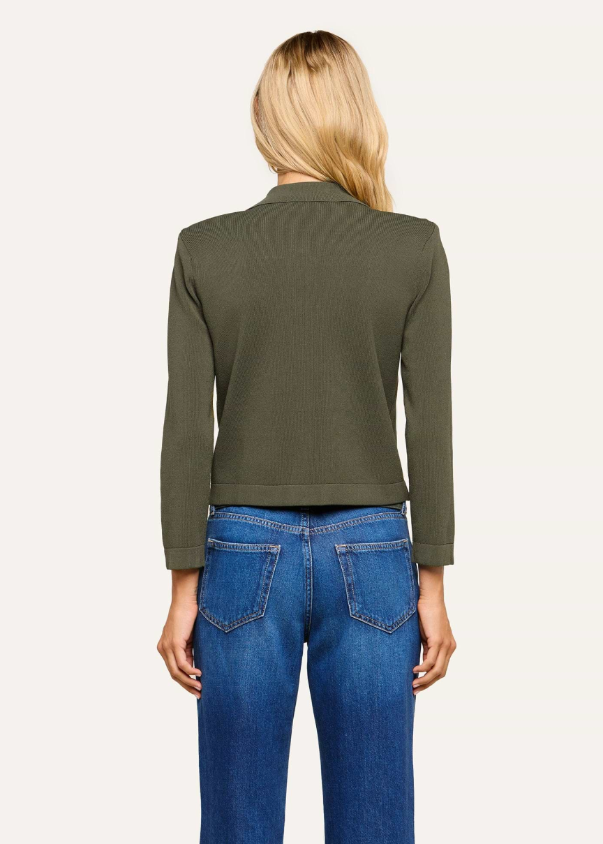 L'AGENCE Osiris Collared Cardigan in Army/Gold