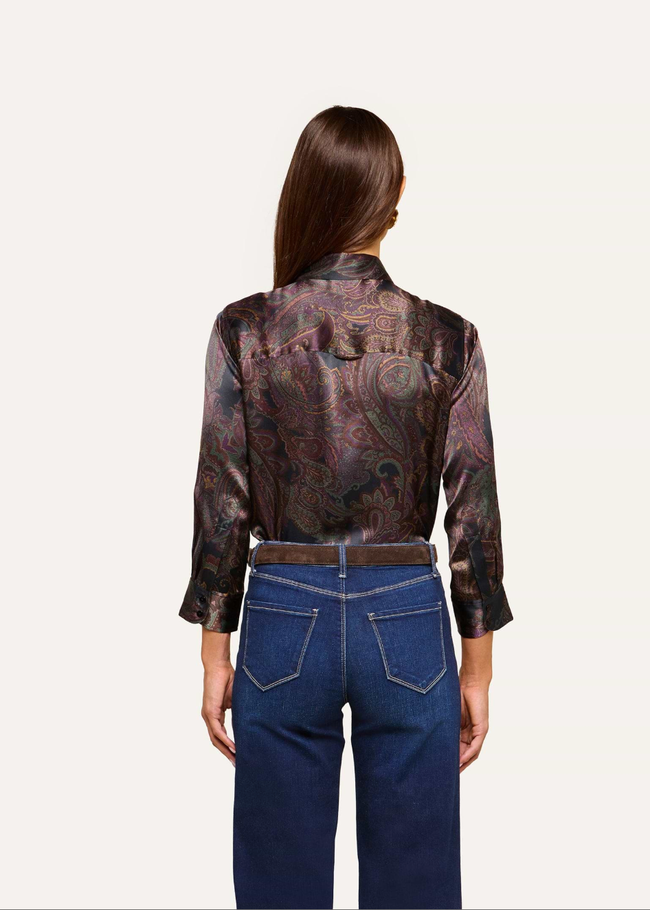 L'AGENCE Dani 3/4 Sleeve Blouse in Midnight Multi Lux Pailsey
