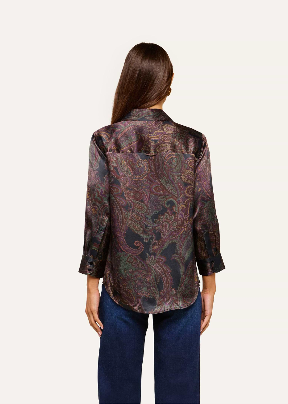 L'AGENCE Dani 3/4 Sleeve Blouse in Midnight Multi Lux Pailsey