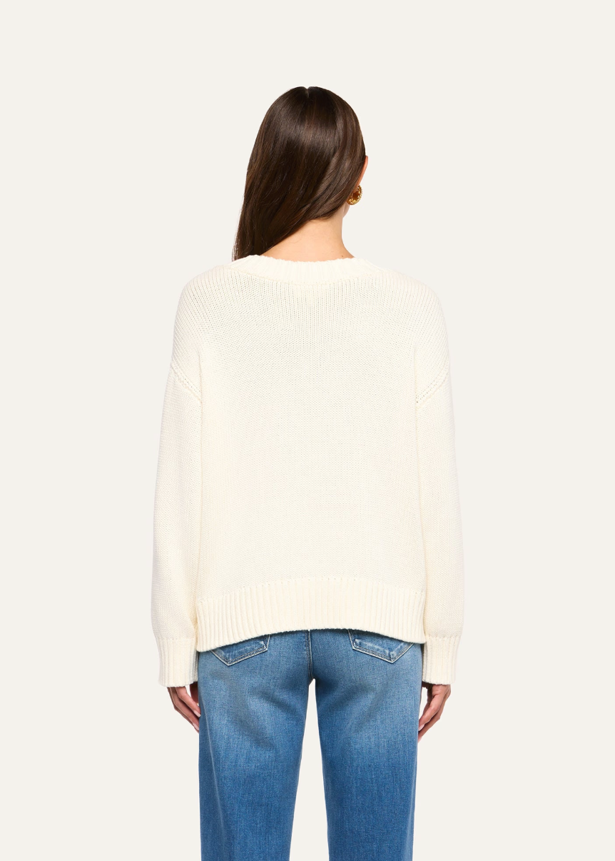 L'AGENCE Paxton Oversized V Neck Pullover in Ivory