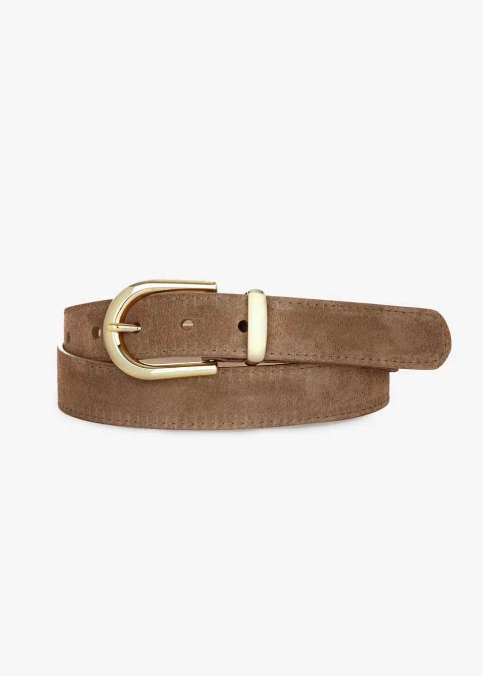 Brave Lysander Belt in Taupe Suede with Gold