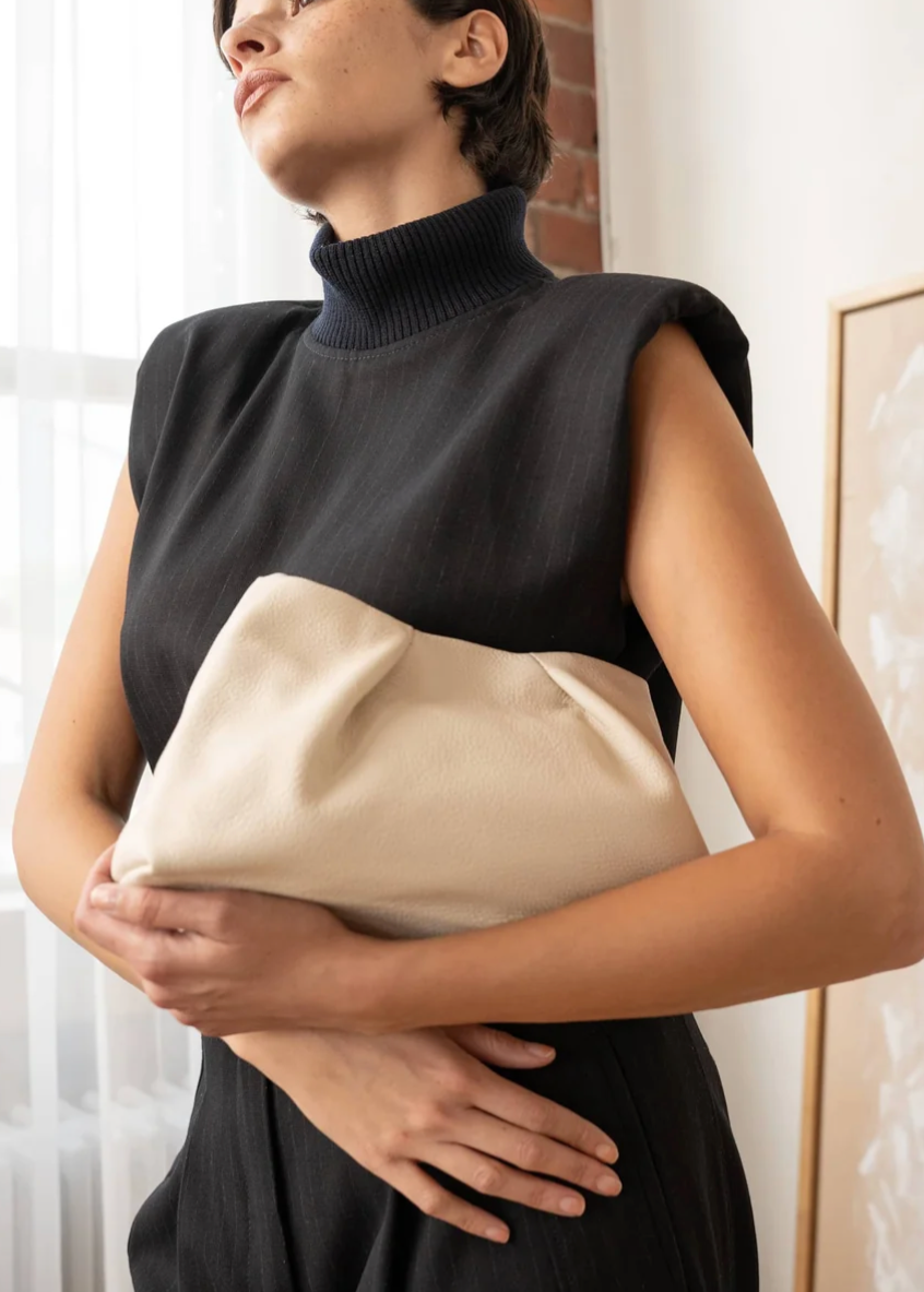Brave Taylor Clutch Bag in Black Pebbled Leather