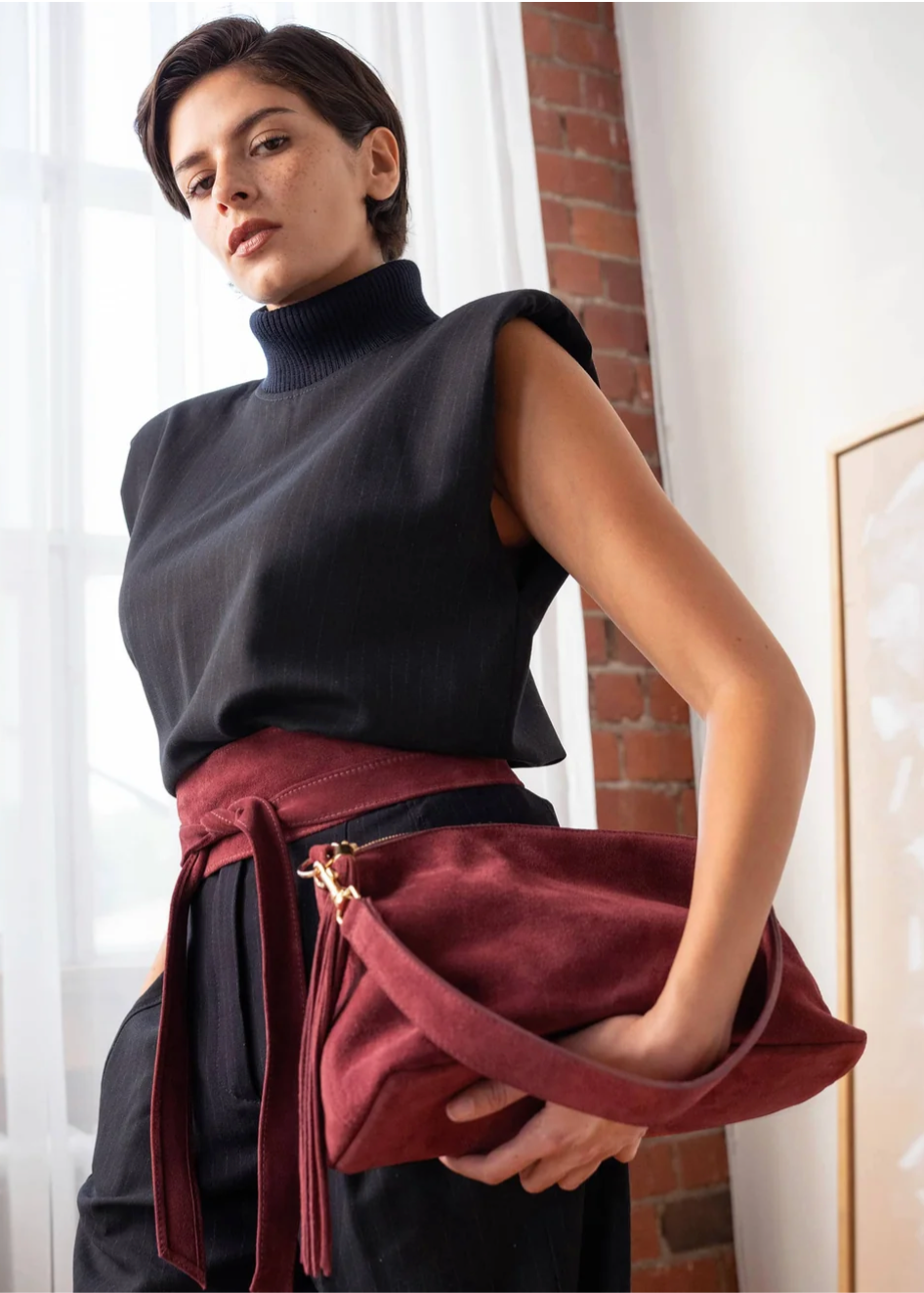 Brave Colson Suede Handbag in Castoro