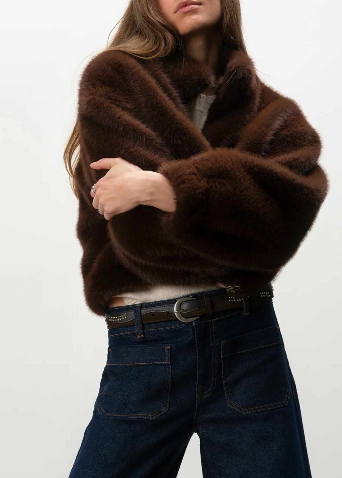 Sanctuary Everest Faux Fur Bomber in Espresso Martini