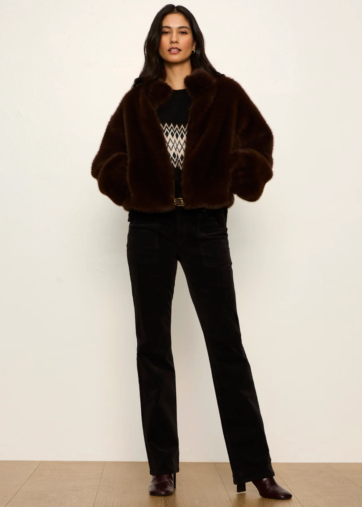 Sanctuary Everest Faux Fur Bomber in Espresso Martini