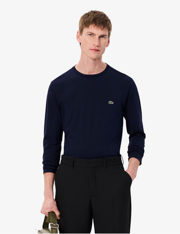 Lacoste Crew Neck Pima Cotton Jersey L/S T-shirt - Navy