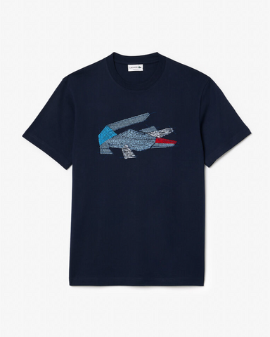 Lacoste Logo Classic Fit Cotton Jersey T-Shirt - Navy Blue