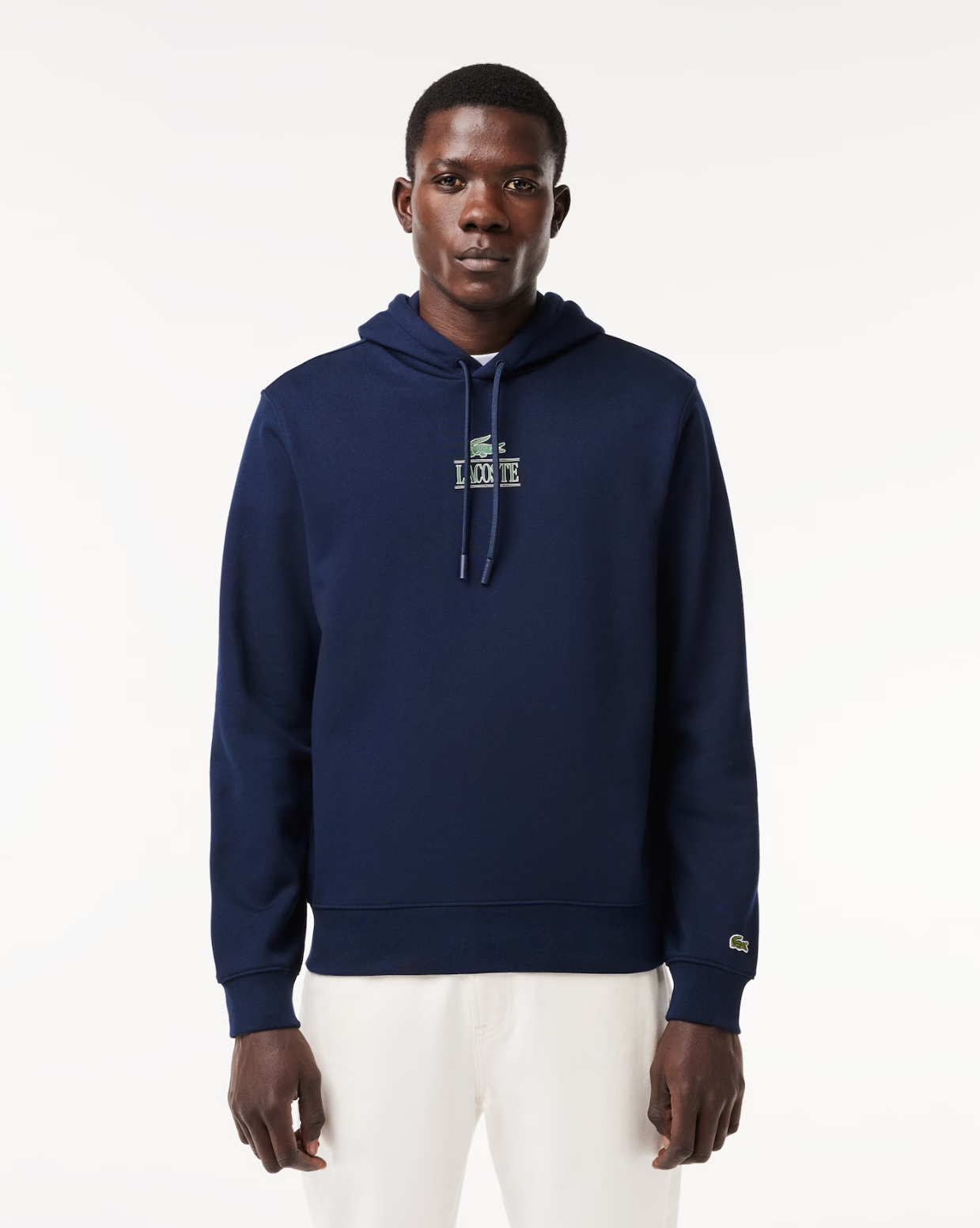 Lacoste Logo Printed Hoodie - Navy Blue
