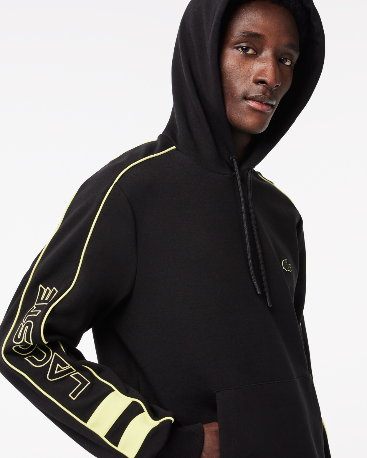 Lacoste Contrast Details Hoodie - Black/Yellow