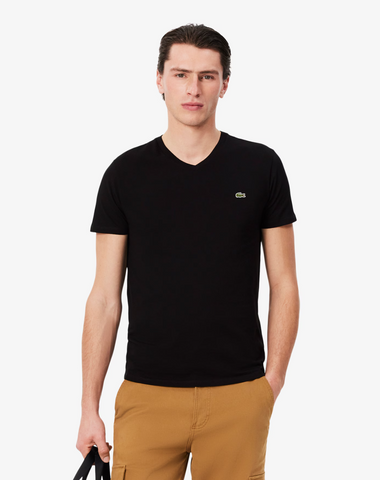 Lacoste V-neck Pima Cotton T-shirt - Black