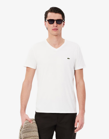 Lacoste V-neck Pima Cotton T-shirt - White