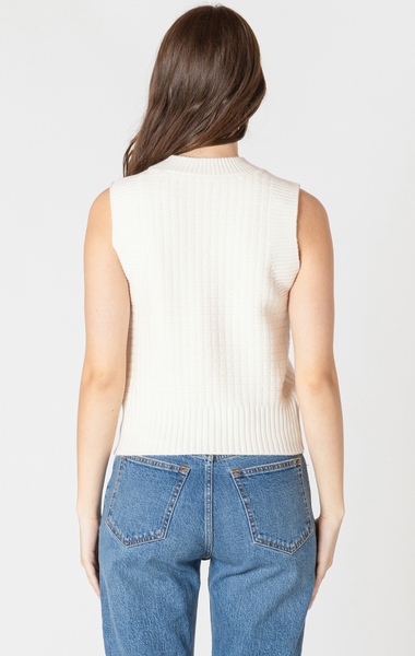 Black Tape Textured Stitch Sweater Tank in Cream