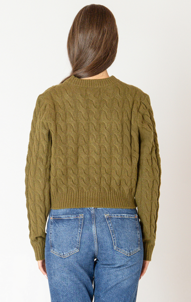 Black Tape Cable Knit Cardigan in Evergreen