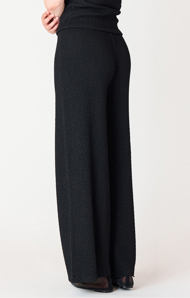 Black Tape Textured Flowy Wide Leg Pants in Black