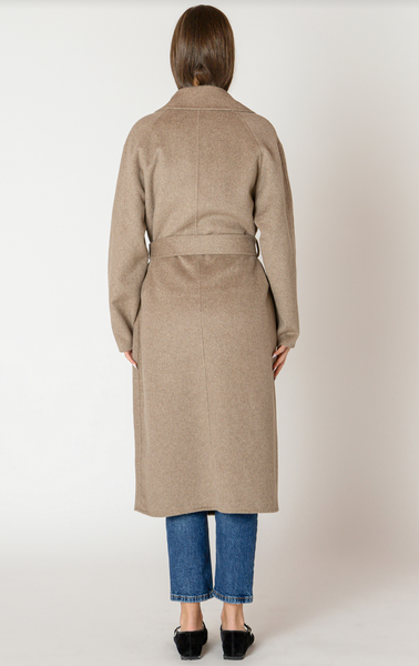 Black Tape Long Belted Coat in Mink