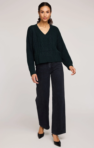 Gentle Fawn Marcie Cable Knit Sweater in Winter Green