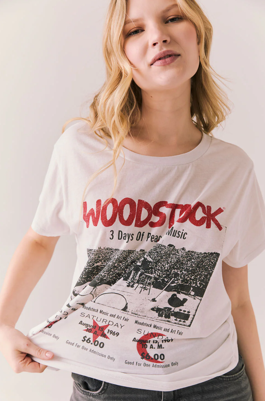 Chaser Woodstock Peace and Music Tee in White