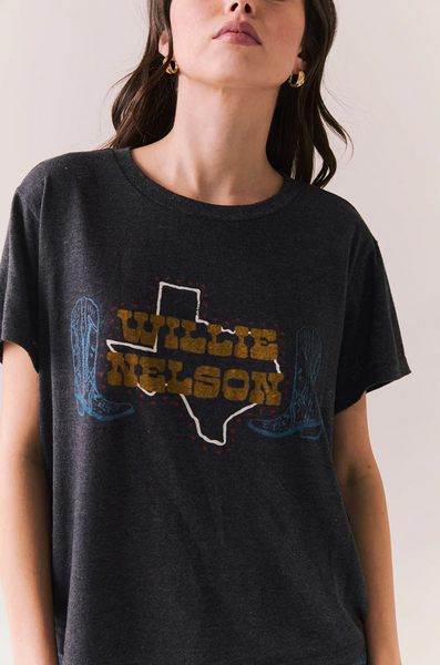 Chaser Willie Nelson Texas Boots Tee in Vintage Black