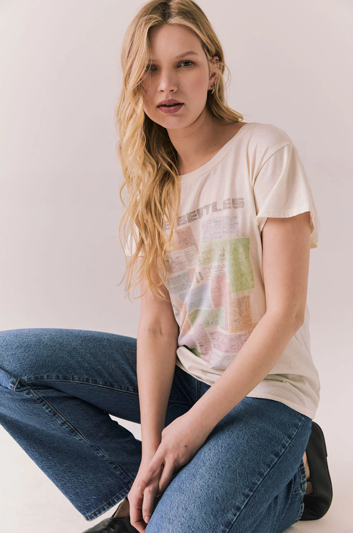 Chaser The Beetles Ticket Stub Collage Tee in Starry White