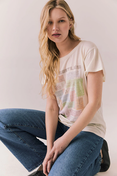 Chaser The Beetles Ticket Stub Collage Tee in Starry White