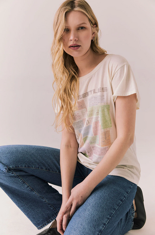 Chaser The Beetles Ticket Stub Collage Tee in Starry White