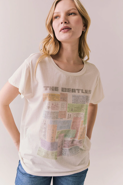 Chaser The Beetles Ticket Stub Collage Tee in Starry White