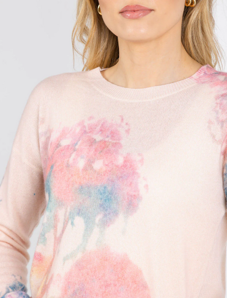 autumn cashmere Floral Print Relaxed Crew in Pink Combo