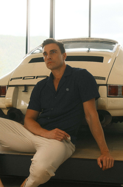 Champlain Poolside Camp Collar SS Shirt - Navy