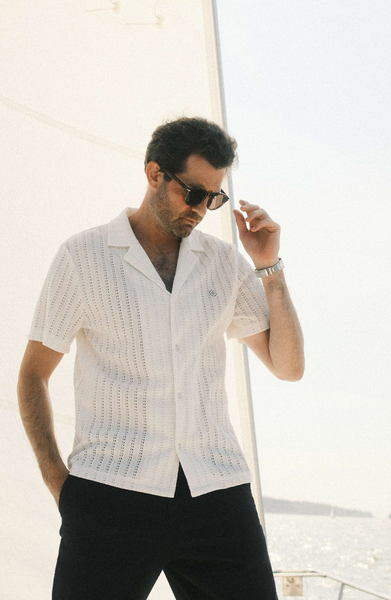 Champlain Poolside Camp Collar SS Shirt - White