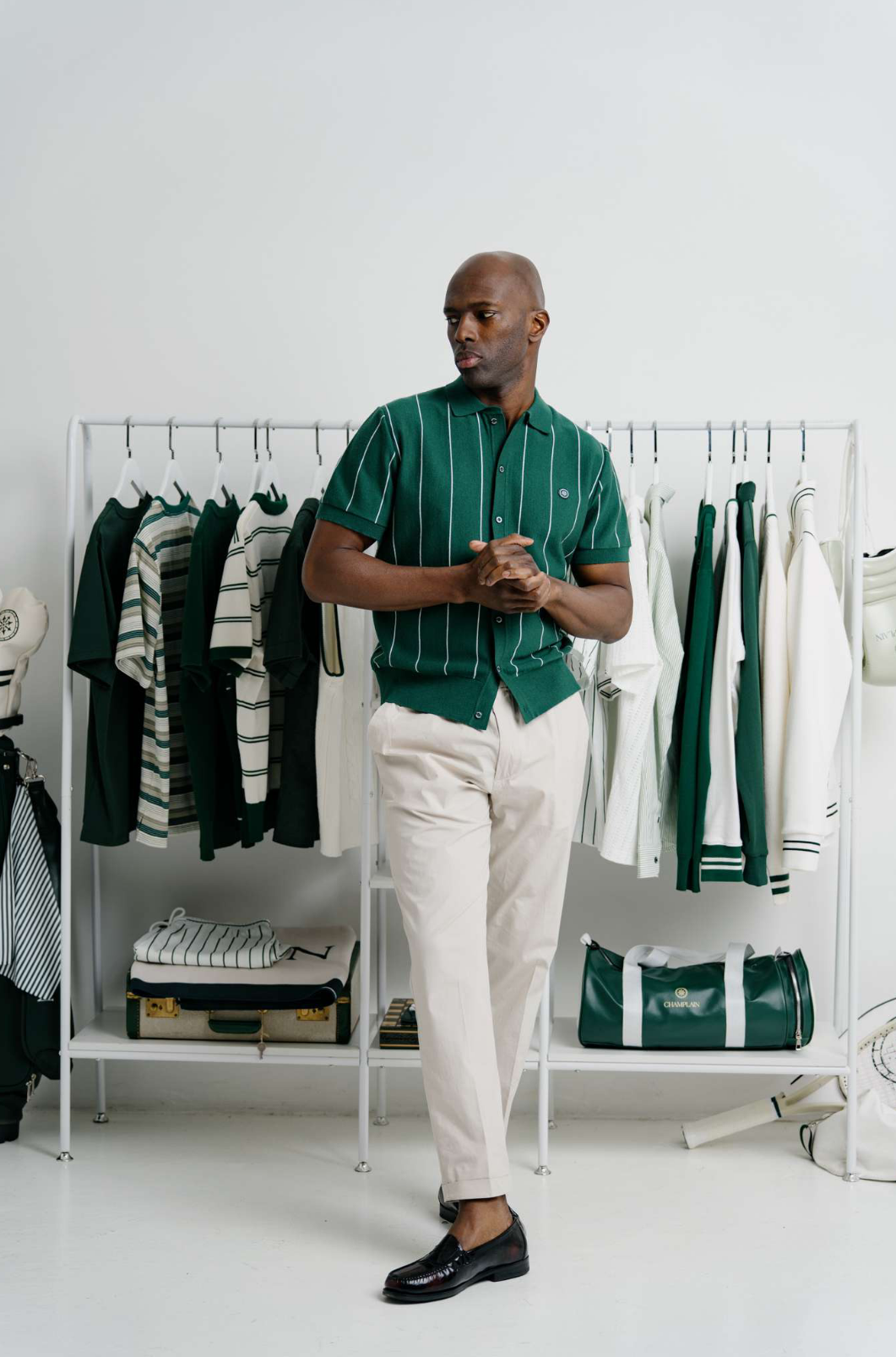 Champlain Vertical Stripe SS Button Down - Green Striped