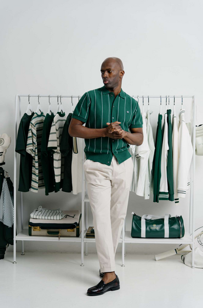 Champlain Vertical Stripe SS Button Down - Green Striped