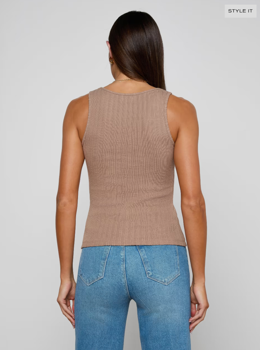L'AGENCE Adira Scoop Neck Tank in Portabella