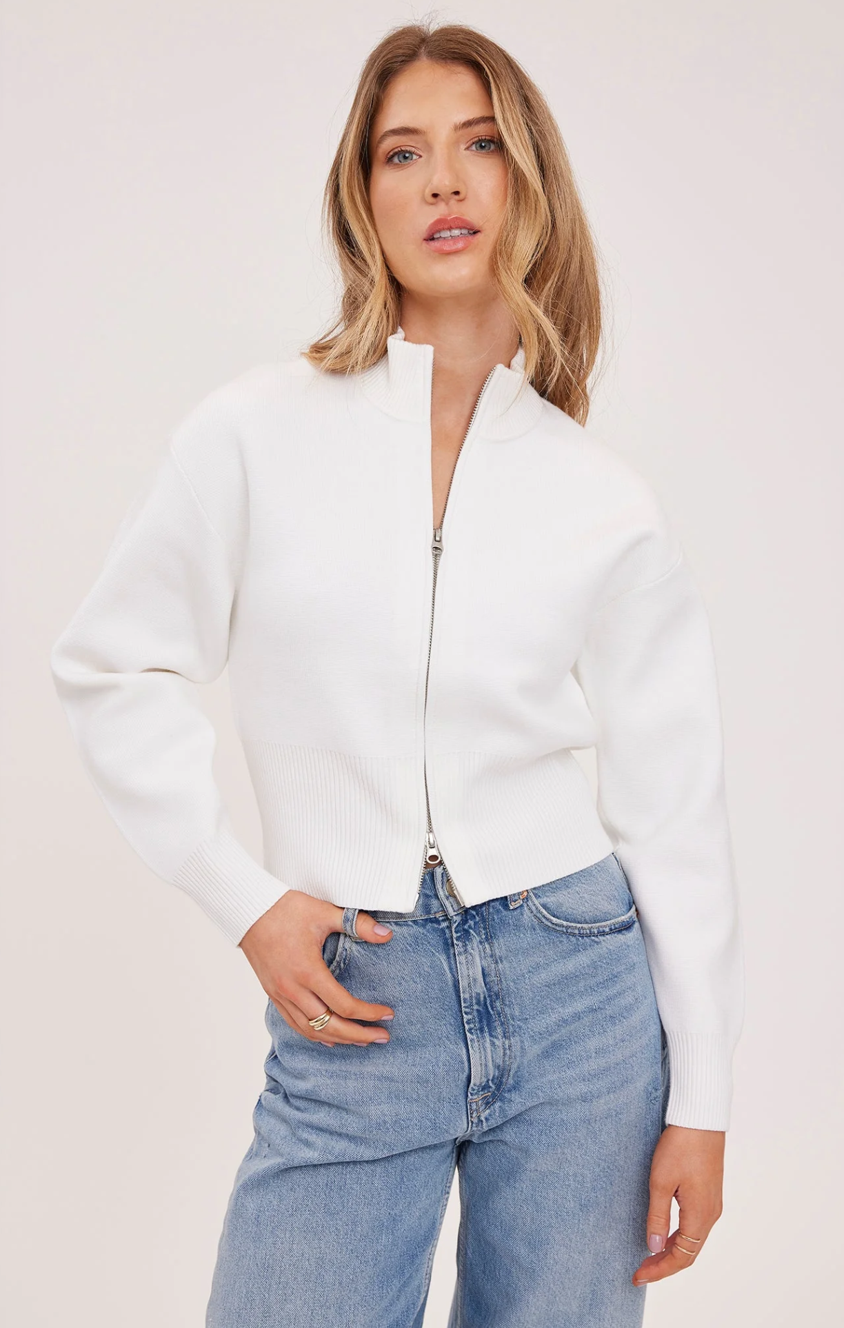 Gentle Fawn Rowan Zip Up Cardigan in White