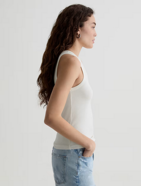 AG Ashley Rib Knit Tank in Powder