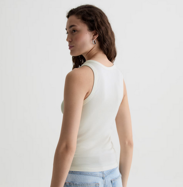AG Ashley Rib Knit Tank in Powder
