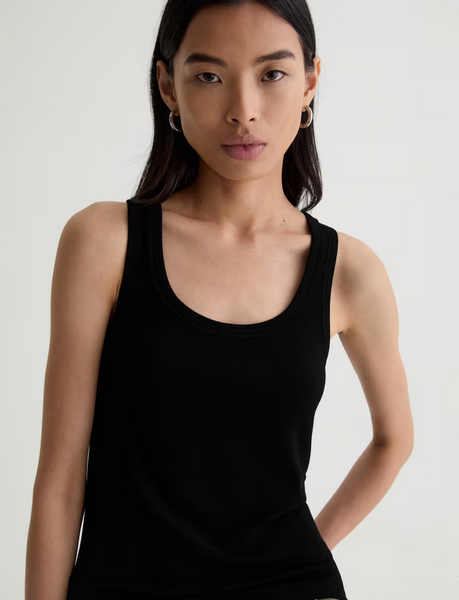 AG Ashley Rib Knit Tank in  Super Black
