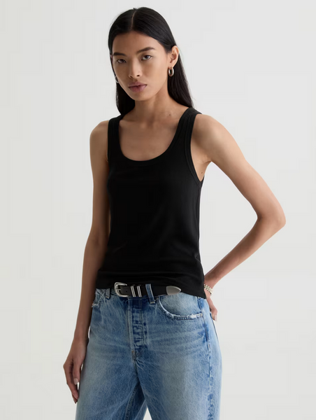AG Ashley Rib Knit Tank in  Super Black
