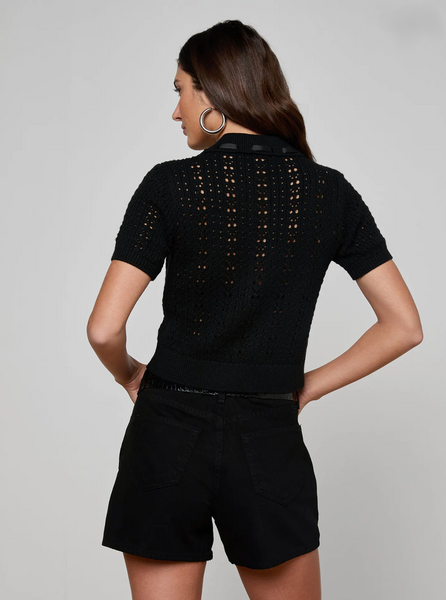 L'AGENCE Ninette Pointelle SS Cardigan in Black