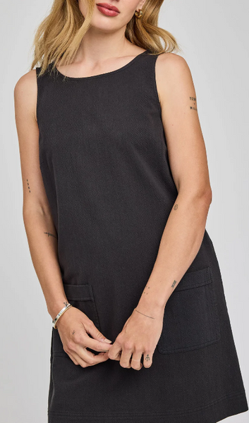 Gentle Fawn Casey Linen Mini Dress in Washed Black