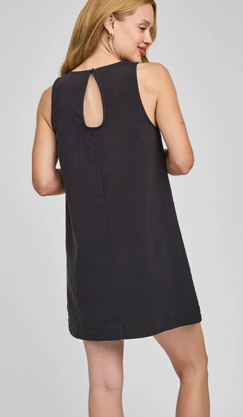 Gentle Fawn Casey Linen Mini Dress in Washed Black