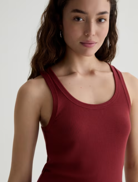 AG Ashley Rib Knit Tank in Adobe Clay