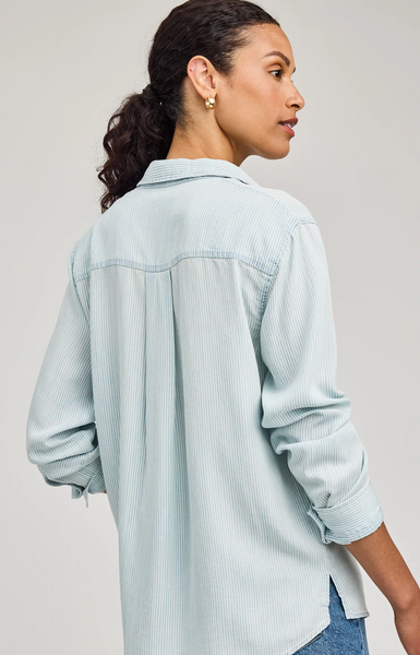 Gentle Fawn Ozzy Tencel L/S Button Up Top in Blue Stripe