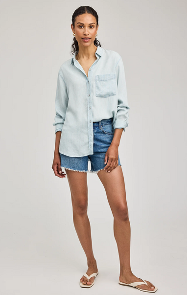 Gentle Fawn Ozzy Tencel L/S Button Up Top in Blue Stripe