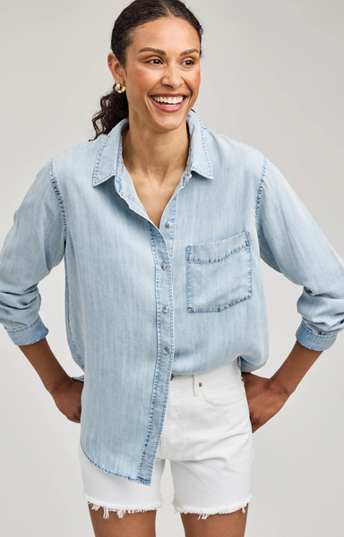Gentle Fawn Ozzy Tencel L/S Button Up Top in Light Blue