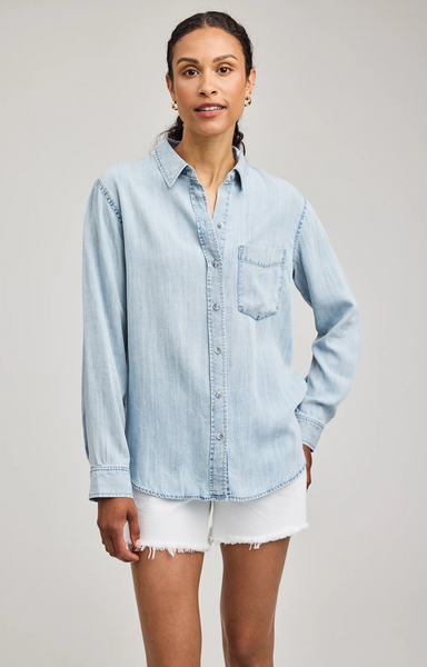 Gentle Fawn Ozzy Tencel L/S Button Up Top in Light Blue