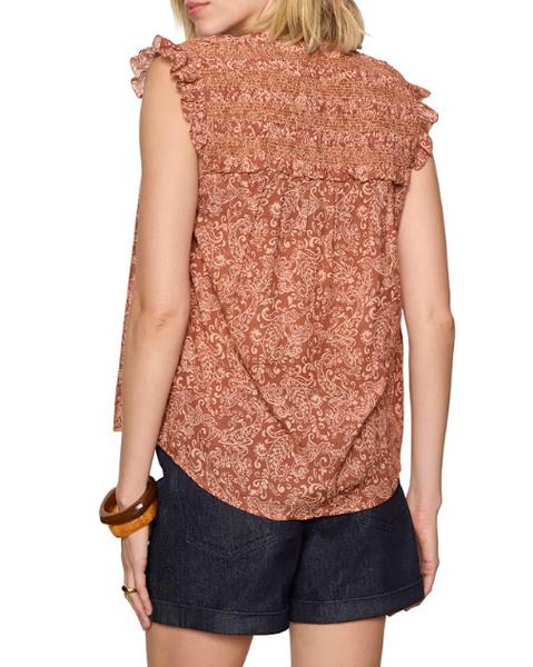 Sanctuary Free Feeling Smocked Blouse in Mosaic Clay