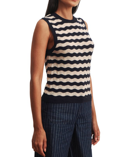 Sanctuary Everyday  Chevron Knit Shell in Inkstorm/Dark Opal