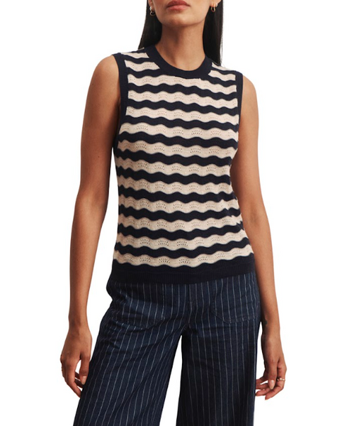 Sanctuary Everyday  Chevron Knit Shell in Inkstorm/Dark Opal
