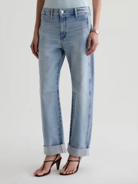 AG Mercer Cuffed High Rise Barrel Jean in Highway 29